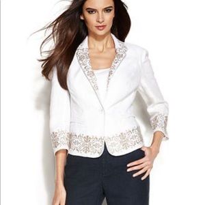 International Concepts Embroidered Linen Blazer